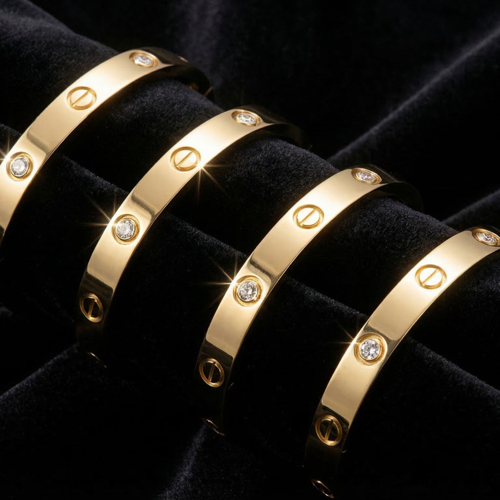 Infinity Stone Bracelet – Luxury Gold Crystal Bangle (Pack of 2)